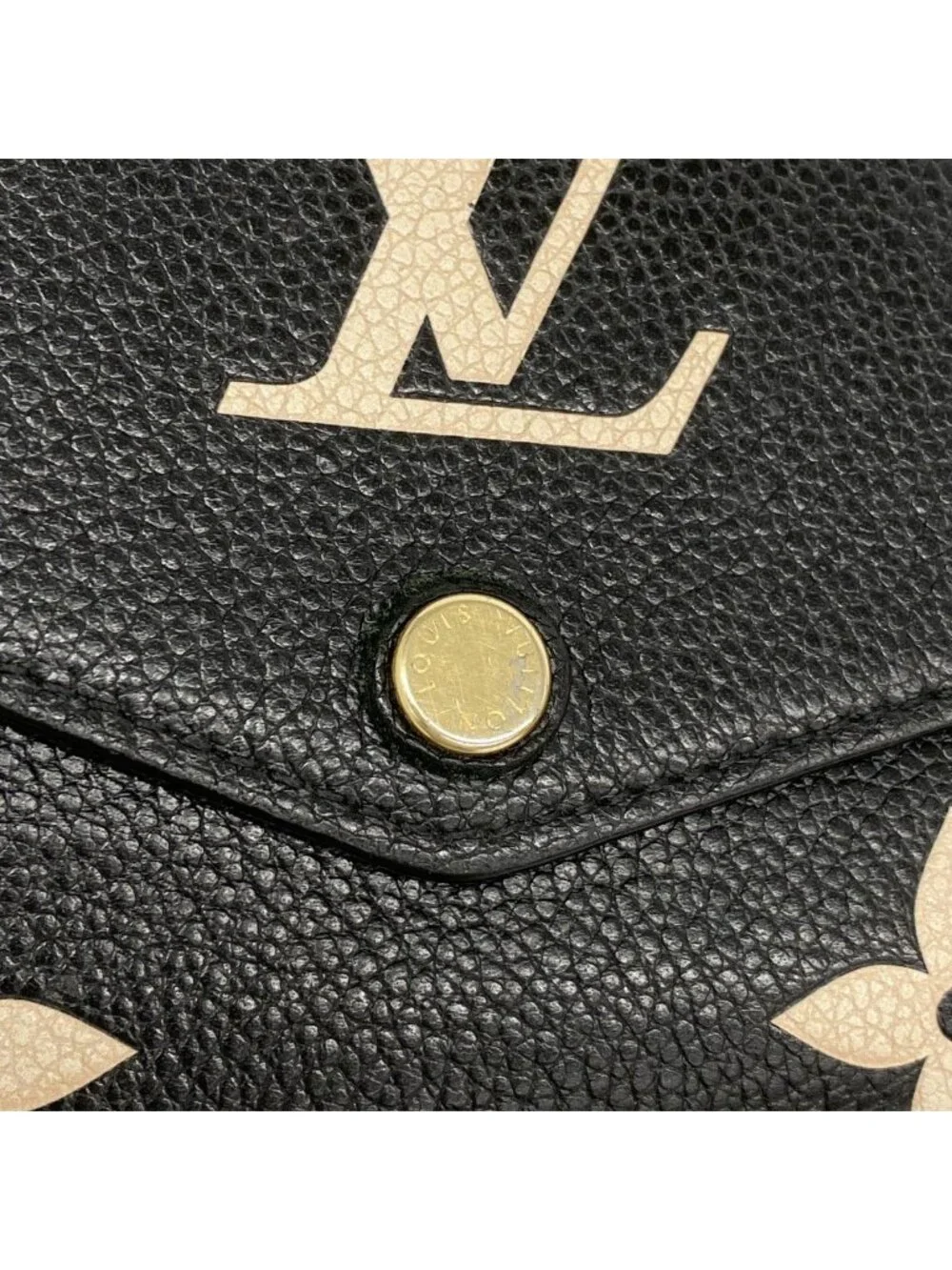 Louis Vuitton Wallet Monogram Empreinte Bicolor Portefeuille Sarah Black Beige